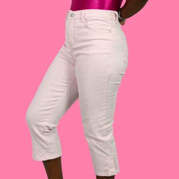 Gloria Vanderbilt Capri Jeans Pink Slim Skimmer Twill Pants Straight High Rise 4 - Picture 12 of 13